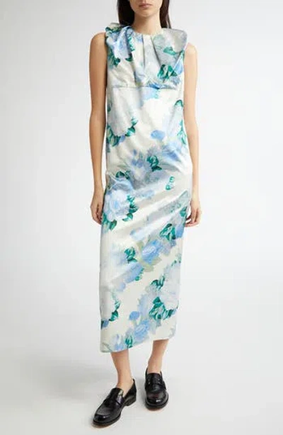 Meryll Rogge Floral Print Gathered Dress In Blue/grey Multi