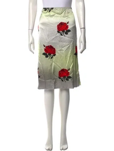 Pre-owned Meryll Rogge Floral Print Midi Length Skirt W/ Tags In Green