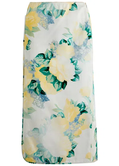 Meryll Rogge Floral-print Satin Midi Skirt In Multi Print