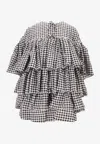 Meryll Rogge Gingham Check Ruffled Mini Dress In Black