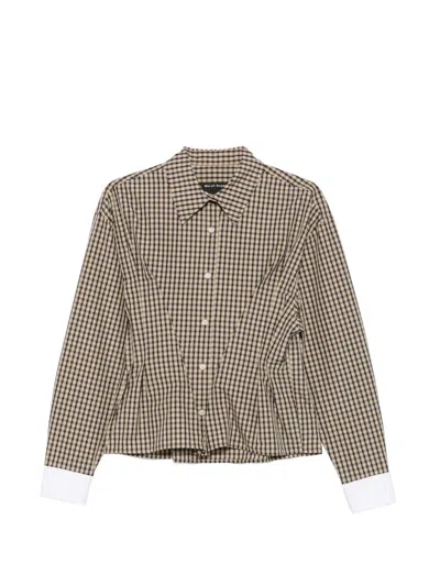 Meryll Rogge Gingham-check Pleated Shirt In Brown