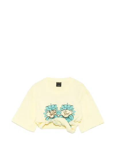 Meryll Rogge Graphic-print Cropped T-shirt In Yellow