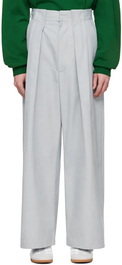 Meryll Rogge Gray Box Pleat Trousers In Pale Grey