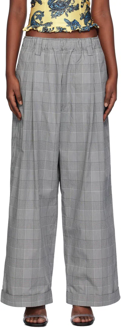 Meryll Rogge Gray Drawstring Chino Trousers In Black/white