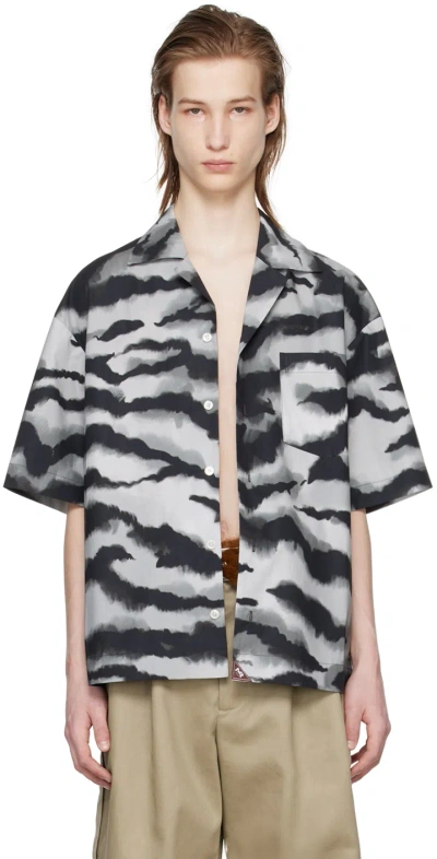 Meryll Rogge Gray Printed Shirt In Tiger Grey