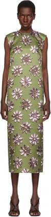 Meryll Rogge Khaki Daisy Scuba Shift Midi Dress In Khaki