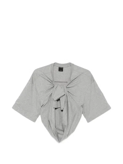 Meryll Rogge Knot-detail Cropped T-shirt In Gray