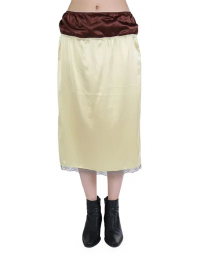 Meryll Rogge Layered-design Midi Skirt In Yellow/brown