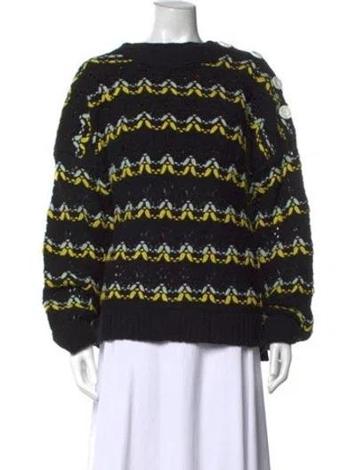 Pre-owned Meryll Rogge Merino Wool Patterned Sweater In Black