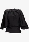Meryll Rogge Off-shoulder Ruffled Blouse In Black