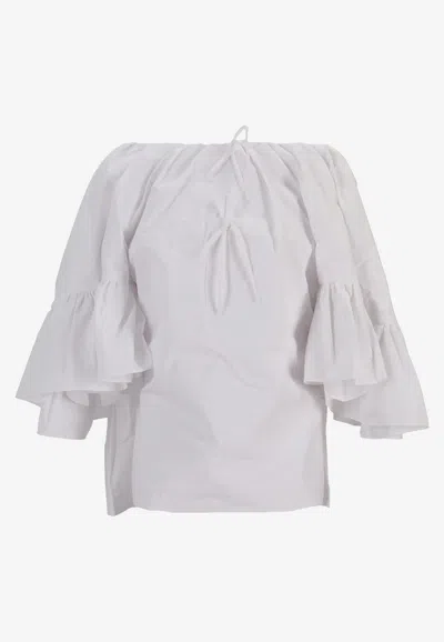 Meryll Rogge Off-shoulder Ruffled Blouse In White