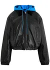Meryll Rogge Padded Hooded Leather Bomber Jacket In Black
