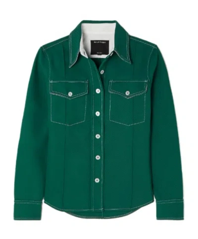 Meryll Rogge Paneled Cotton-blend Khaki Shirt In Green