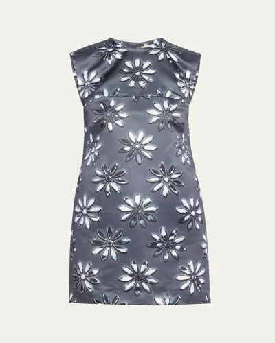 Meryll Rogge Printed Mini Shift Dress In Grey