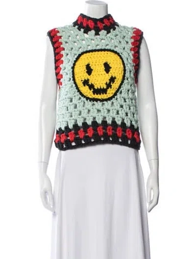 Pre-owned Meryll Rogge Printed Mock Neck Sweatshirt In Blue