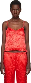 Meryll Rogge Red Creased Satin Slip Camisole In Red