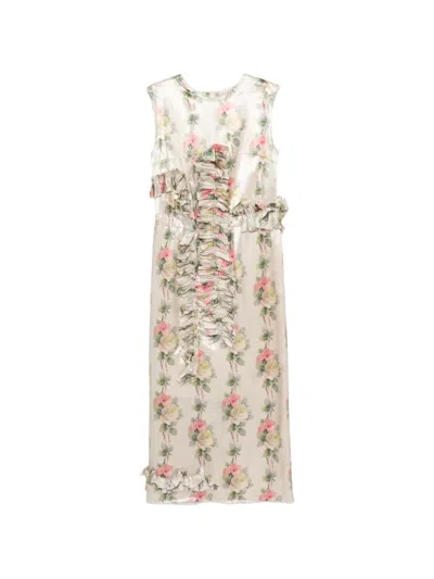 Meryll Rogge Ruffled Floral-print Midi Dress In Multi