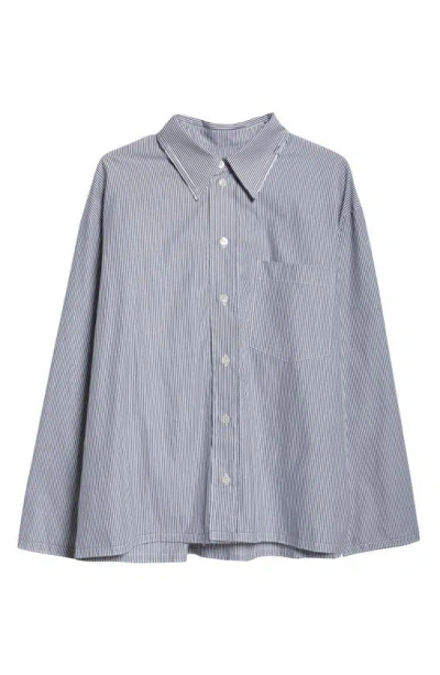 Meryll Rogge Shorts Detail Stripe Cotton Button-up Shirt In Blue Multicolor