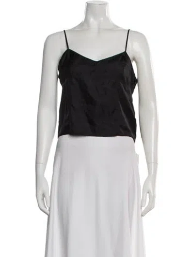 Pre-owned Meryll Rogge Silk V-neck Top In Black