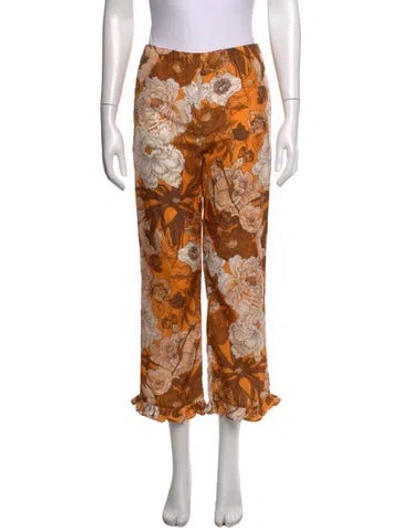 Pre-owned Meryll Rogge Silk Wide Leg Pants In Orange