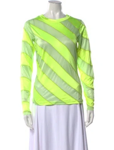 Pre-owned Meryll Rogge Striped Crew Neck Top In Green