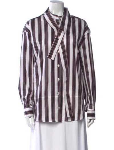 Pre-owned Meryll Rogge Striped Long Sleeve Button-up Top In Multicolor