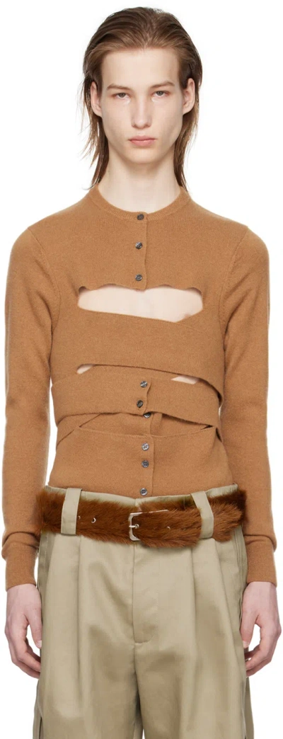 Meryll Rogge Tan Wrap Cardigan In Camel