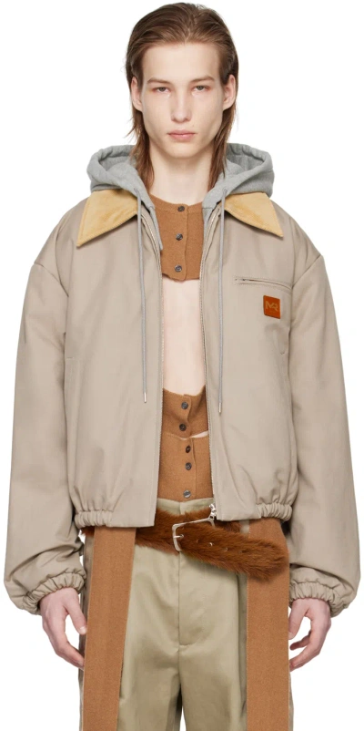 Meryll Rogge Taupe Hooded Bomber Jacket In Clay