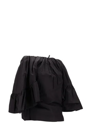 Meryll Rogge Top W/ Back Drape & Ruffle Sleeves In Black