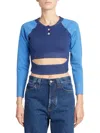 Meryll Rogge Women's Cropped Raglan Baseball T-shirt In Navy Blue