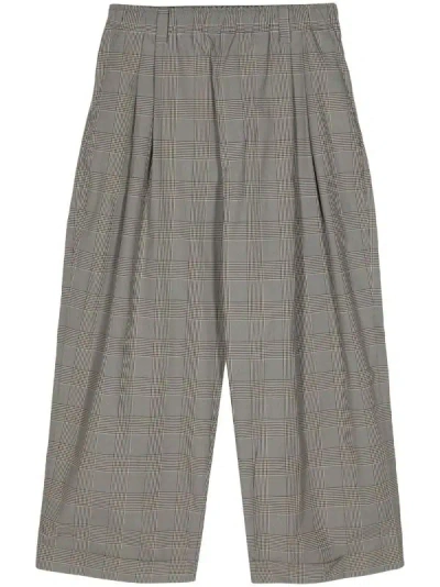 Meryll Rogge Plaid-check Cotton Trousers In Black/sand