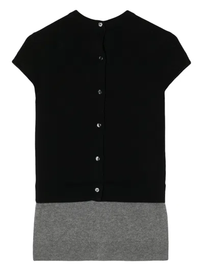 Meryll Rogge Women W/ Cap Sleeve Crew-neck Sweater In Black/grey Melange