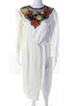 Meryll Rogge Womens Embroidered Mesh Midi Dress White In White