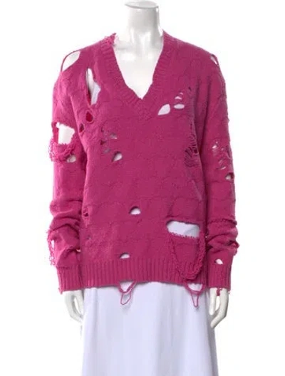 Pre-owned Meryll Rogge Wool V-neck Sweater W/ Tags In Pink