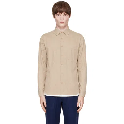 Merz B Schwanen Beige Cotton Twill Long Sleeve Shirt In Neutral