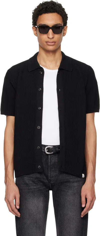 Merz B Schwanen Black 1961 Ribbed Cotton Knit Shirt