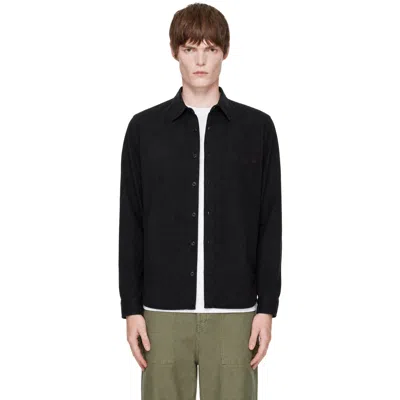 Merz B Schwanen Black Cotton Twill Long Sleeve Shirt