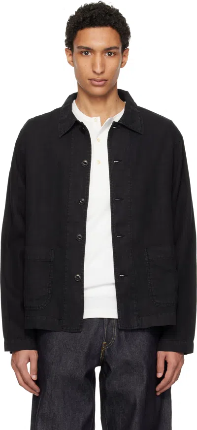 Merz B Schwanen Black Cropped Worker's Linen Jacket