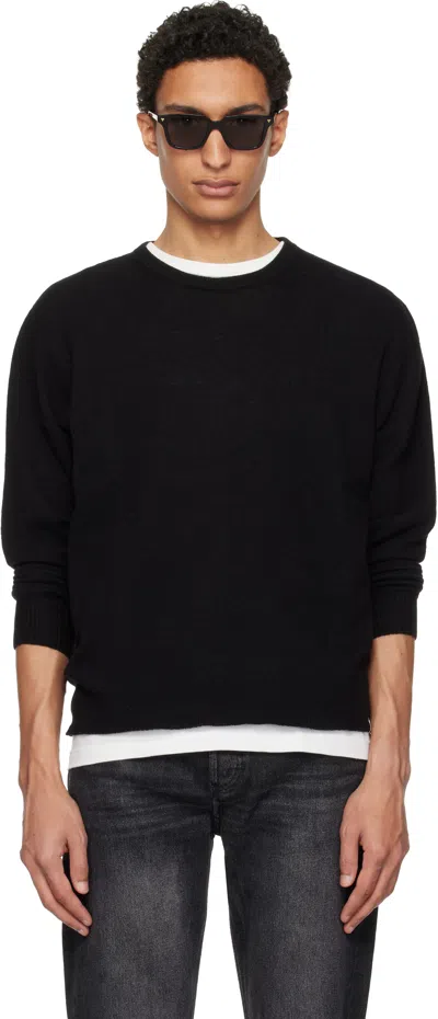 Merz B Schwanen Black Lightweight Merino Wool-cashmere-silk Sweater