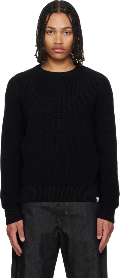 Merz B Schwanen Black Sturdy Ribbed Cotton Sweater