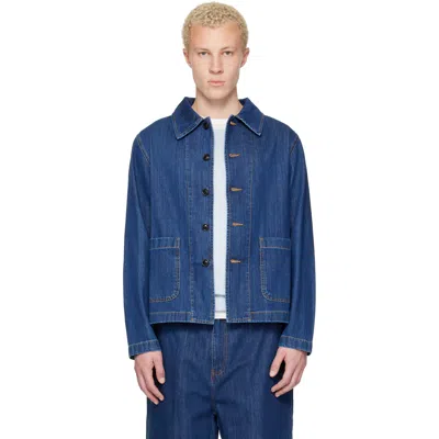 Merz B Schwanen Blue Cropped Worker's Denim Jacket