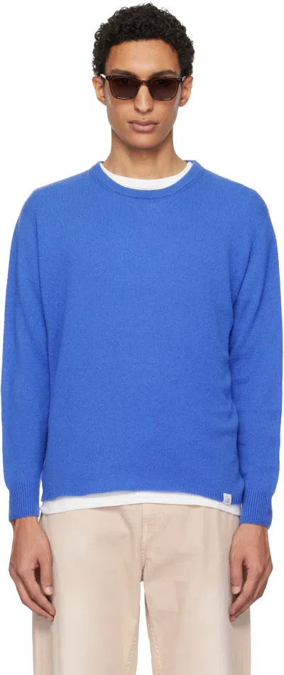 Merz B Schwanen Blue Lightweight Merino Wool-cashmere-silk Sweater