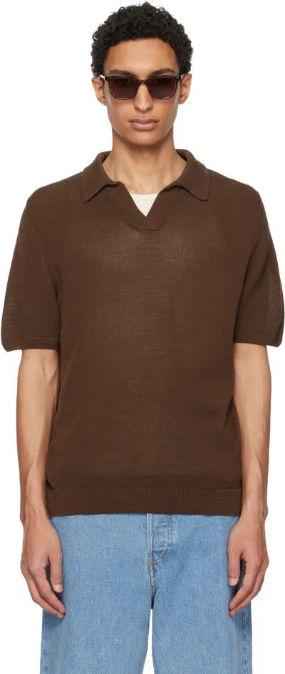 Merz B Schwanen Brown Cotton Short Sleeve Polo