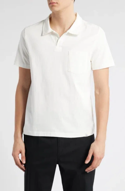Merz B Schwanen Classic Organic Cotton Jersey Polo With Pocket In White