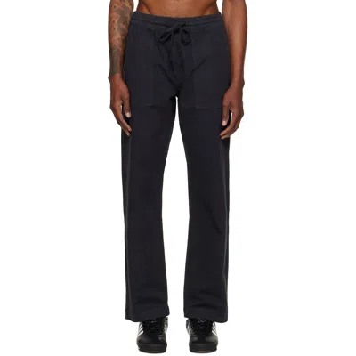 Merz B Schwanen Gray Cotton Twill Drawstring Worker Trousers In 98 Charcoal