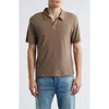 Merz B Schwanen Johnny Collar Linen & Organic Cotton Polo In Faded Grain