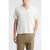 Merz B Schwanen Johnny Collar Linen & Organic Cotton Polo In White