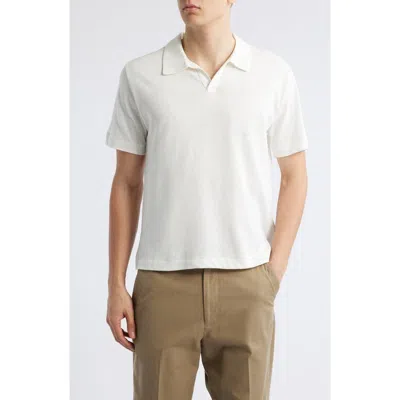 Merz B Schwanen Johnny Collar Linen & Organic Cotton Polo In White