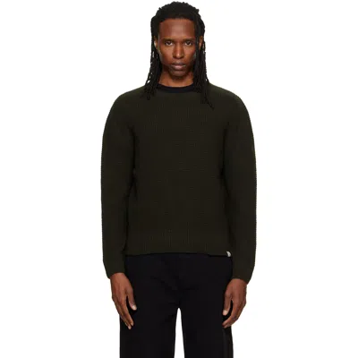 Merz B Schwanen Khaki Blade02 Waffle Structured Sweater In 401 Forest