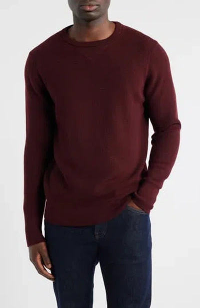Merz B Schwanen Merino Ribbed Crewneck Sweater In Burgundy